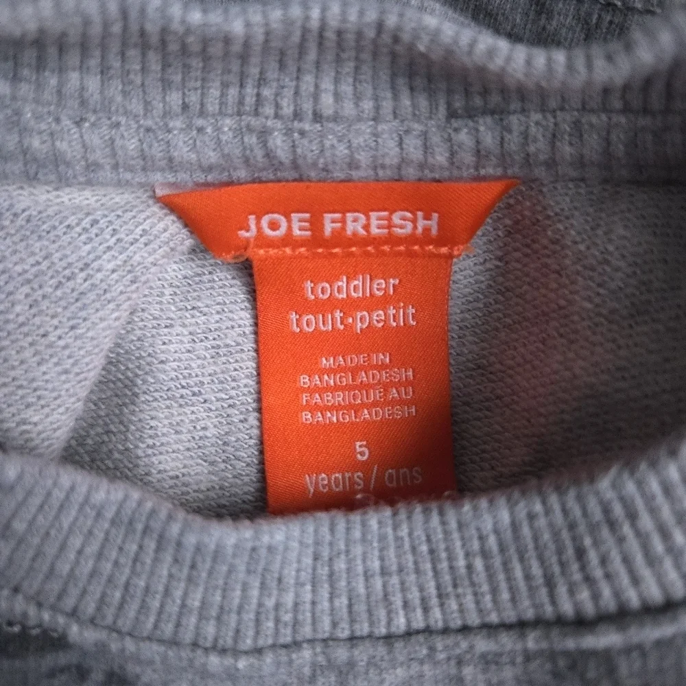 Joe Fresh Floral Print Grey Sweatshirt Dress size 5 - Picture 10 of 11